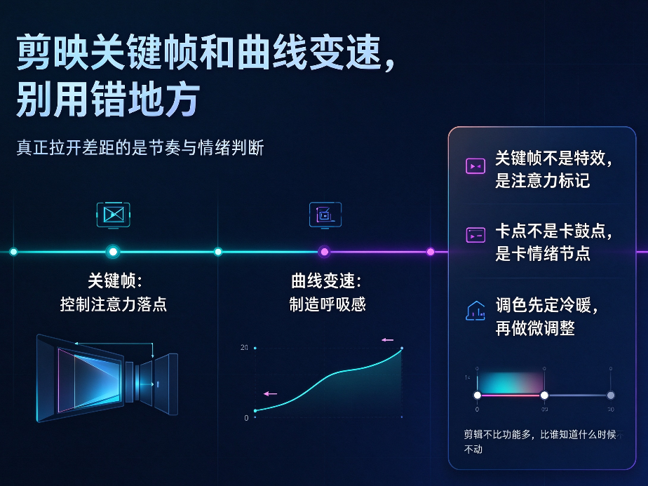 剪映的关键帧和曲线变速，大部分人都用错了地方