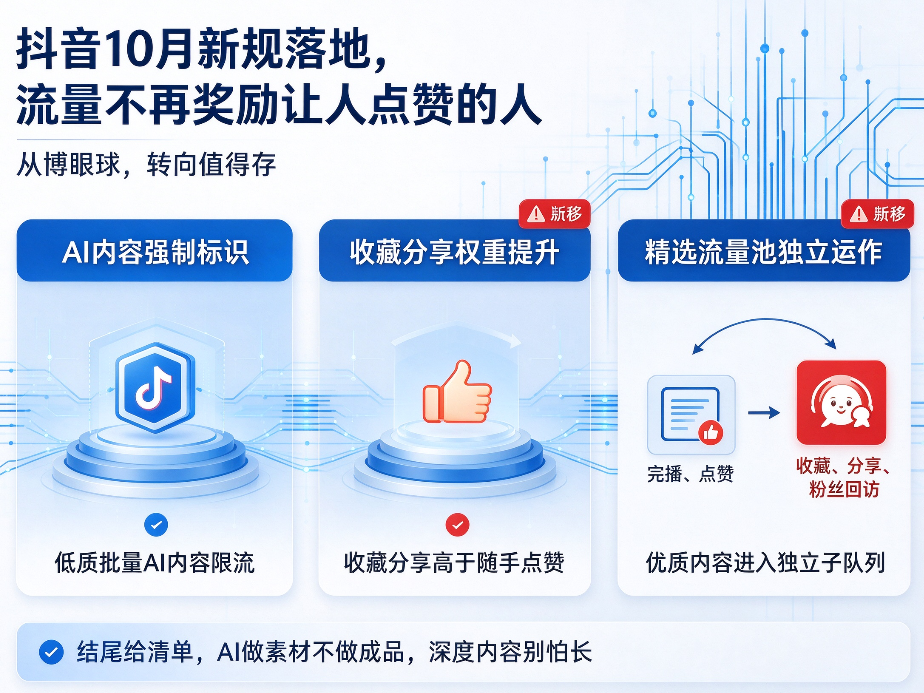 抖音10月新规落地，流量不再奖励“让人点赞的人”
